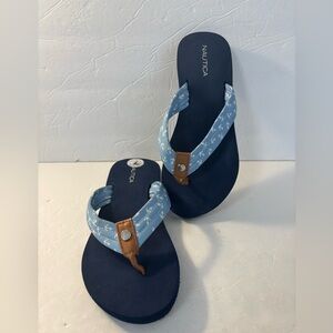 NAUTICA Blue Thong Strap Flip Flop Sandals Size 7